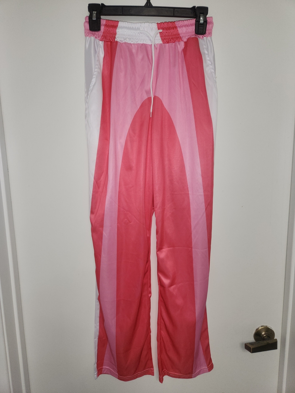 SHEIN Pink & White Retro Stripe Track Pants